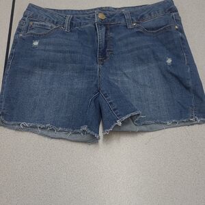 Seven7 Classic Blue Frayed Hem Denim Women's Jean Shorts Size 6